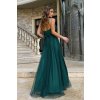 Smaragdové spoločenské šaty s tylovou sukňou (Méret L)
