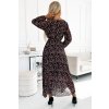 Čierno-hnedé vzorované midi šaty (Méret UNI)