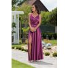 Fialové lesklé šaty s rozparkom (Méret M)