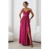 Fuchsiové trblietavé šaty s odhaleným chrbtom (Méret L)