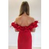 Červené spoločenské šaty s mohutným volánom (Méret L)