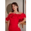 Červené spoločenské šaty s mohutným volánom (Méret L)