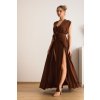 Tmavohnedé dlhé šaty na viazanie (Méret UNI)
