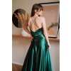 Smaragdové lesklé šaty na ramienka (Méret L)