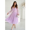 Fialové tylové midi šaty (Méret L)