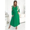 Zelené midi šaty s plisovanou sukňou (Méret UNI)