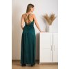 Smaragdové saténové šaty s odhaleným chrbtom (Méret L)