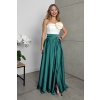 Smaragdová saténová sukňa s rozparkom (Méret 4XL)