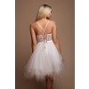 Biele krátke šaty s tylovou sukňou a flitrami (Méret L)