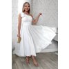 Biele midi šaty s mašľou (Méret L)