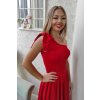 Červené midi šaty s mašľou (Méret L)