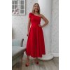 Červené midi šaty s mašľou (Méret L)