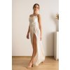 Biele saténové šaty s odhaleným chrbtom (Méret L)