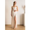 Biele saténové šaty s odhaleným chrbtom (Méret L)