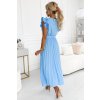 Svetlomodré voľné šaty s plisovanou sukňou (Méret UNI)