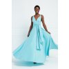 Mentolové dlhé šaty na viazanie (Méret L)