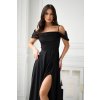 Čierne spoločenské šaty spustené na ramená (Méret 4XL)