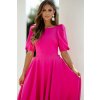 Cyklámenové spoločenské šaty s odhaleným chrbtom (Méret L)