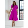 Purpurové midi šaty s odhaleným chrbtom (Méret L)