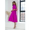 Purpurové midi šaty s odhaleným chrbtom (Méret L)