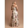 Smotanové spoločenské šaty s kvetinami (Méret L)