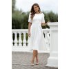 Biele midi šaty s balónovými rukávmi (Méret L)