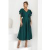 Smaragdové midi šaty s volánovými rukávmi (Méret 4XL)