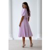 Fialové midi šaty s balónovými rukávmi (Méret L)
