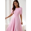 Svetloružové midi šaty s balónovými rukávmi (Méret L)