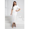 Biele priliehavé midi šaty s výrezmi (Méret L)