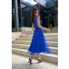 Modré midi šaty s tylovou sukňou (Méret 4XL)