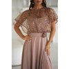 Hnedé spoločenské šaty s flitrami (Méret 4XL)