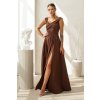 Hnedé spoločenské šaty s rozparkom (Méret L)