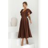 Hnedé midi šaty s volánovými rukávmi (Méret 4XL)