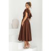 Hnedé midi šaty s volánovými rukávmi (Méret 4XL)