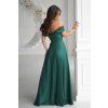 Smaragdové spoločenské šaty spustené na ramená (Méret L)