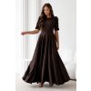 Hnedé spoločenské šaty s balónovými rukávmi (Méret L)