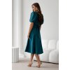 Smaragdové midi šaty s balónovými rukávmi (Méret L)
