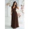Hnedé spoločenské šaty s tylovou sukňou (Méret 4XL)