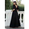 Čierne spoločenské šaty s balónovými rukávmi (Méret L)