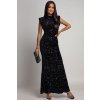 Čierne flitrované šaty s odhaleným chrbtom (Méret UNI)