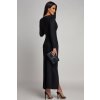 Čierne priliehavé šaty s hlbokým výstrihom (Méret UNI)