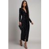 Čierne flitrované šaty s rozparkom (Méret UNI)