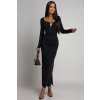 Čierne priliehavé šaty so zlatou aplikáciou (Méret UNI)
