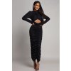 Čierne priliehavé šaty s riasením (Méret UNI)