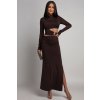 Hnedé priliehavé šaty s výrezmi (Méret UNI)