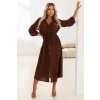 Hnedé košeľové midi šaty (Méret UNI)