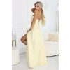 Žlté spoločenské šaty s rozparkom (Méret L)