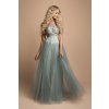 Mentolové trblietavé šaty s krajkou a tylovou sukňou (Méret L)