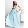Svetlomodré dlhé spoločenské šaty (Méret L)